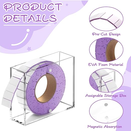 Double Sided Foam Tape Pre Cut 3/4 X 1/2 Inch EVA Foam Adhesive Squares Roll