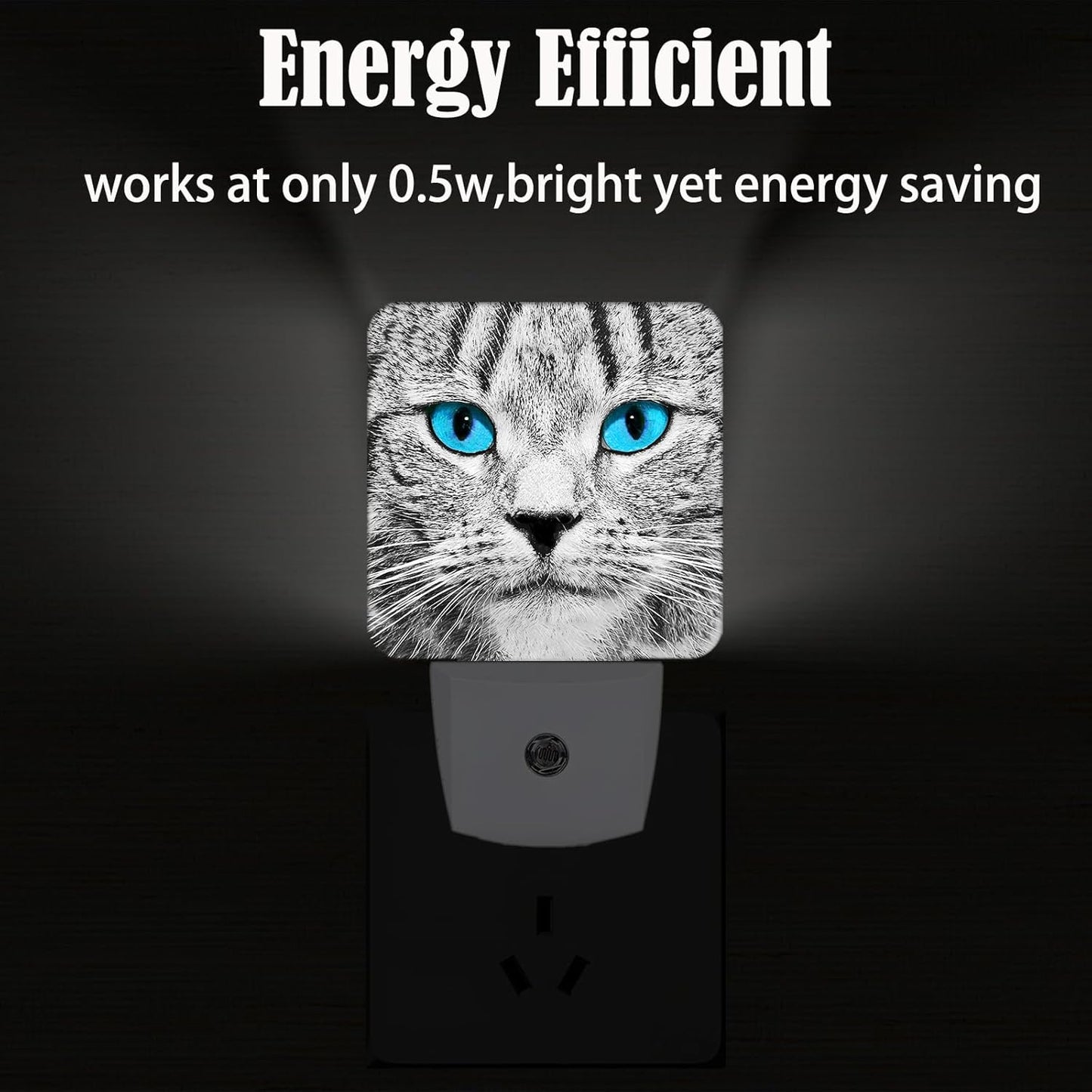 Blue Eyes Cat Night Light,Plug Into Wall with Dusk to Dawn Light Sensors, Warm Nightlights for Bedroom, Bathroom, Hallway, Kitchen, Gifts Ideal for Boys Girls Women Men