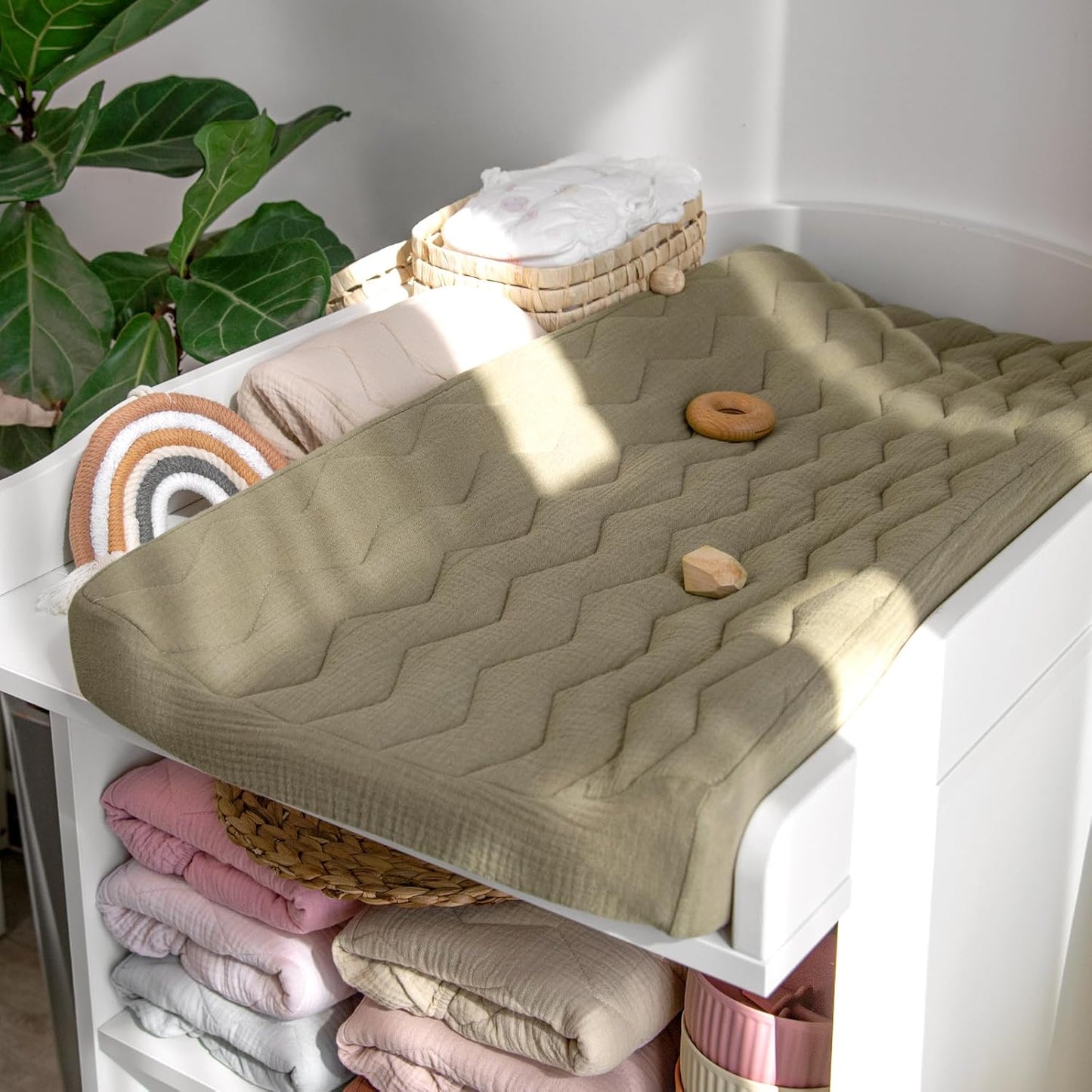 lulumoon Muslin Changing Pad Cover: Baby Cotton Quilted Changing Table Cover - Soft Changing Pad Sheets for Boys Girls