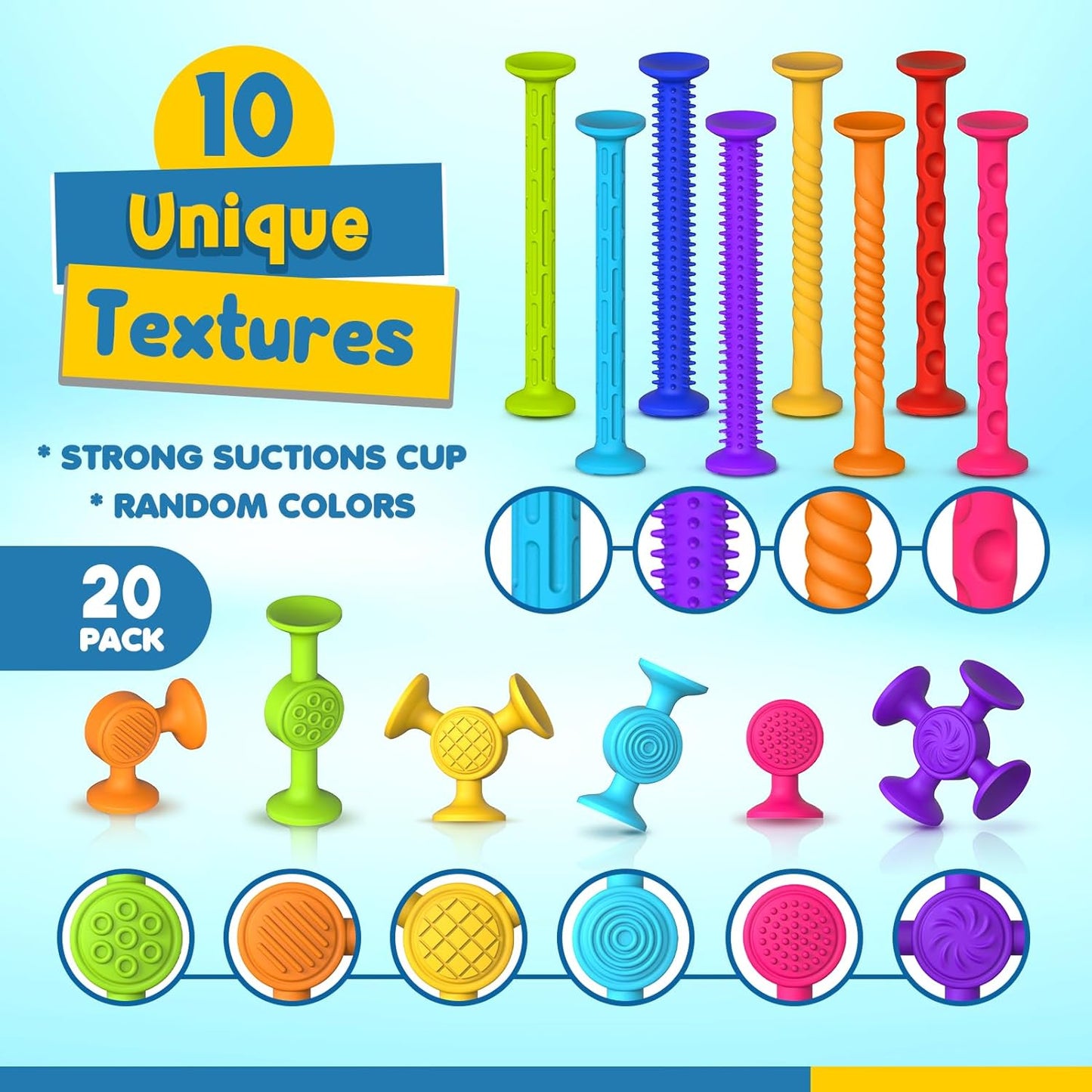 Silicone Suction Cup Toys - 20 Pcs Sensory Bath Toys for Baby Toddlers