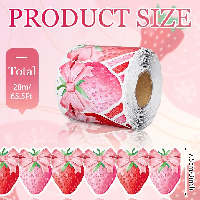 FYSUIMU 65.6 Ft Strawberry Bulletin Board Borders Summer Red Pink Bow