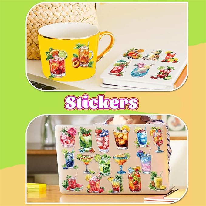 Water Bottles Laptop Phone 50 Packs Cocktails Stickers Computer Guitar