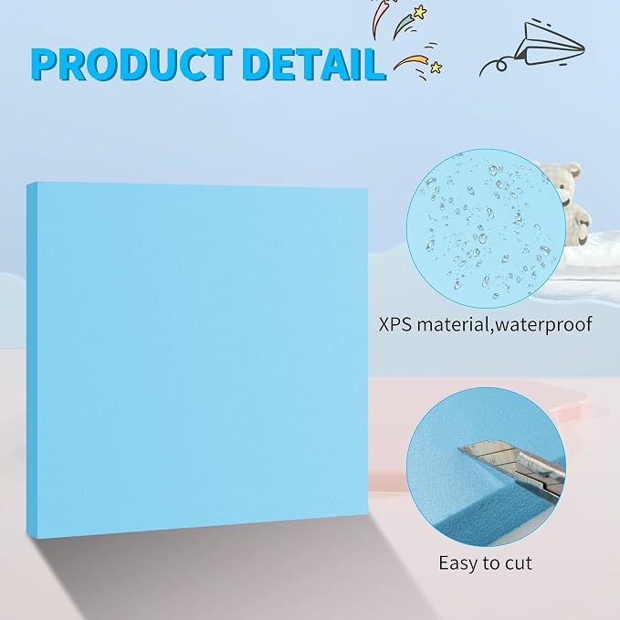 Blue 13 Pack 12x12x0.5 inch Foam Sheets 0.5 Inch Thick | Polystyrene Rectangles
