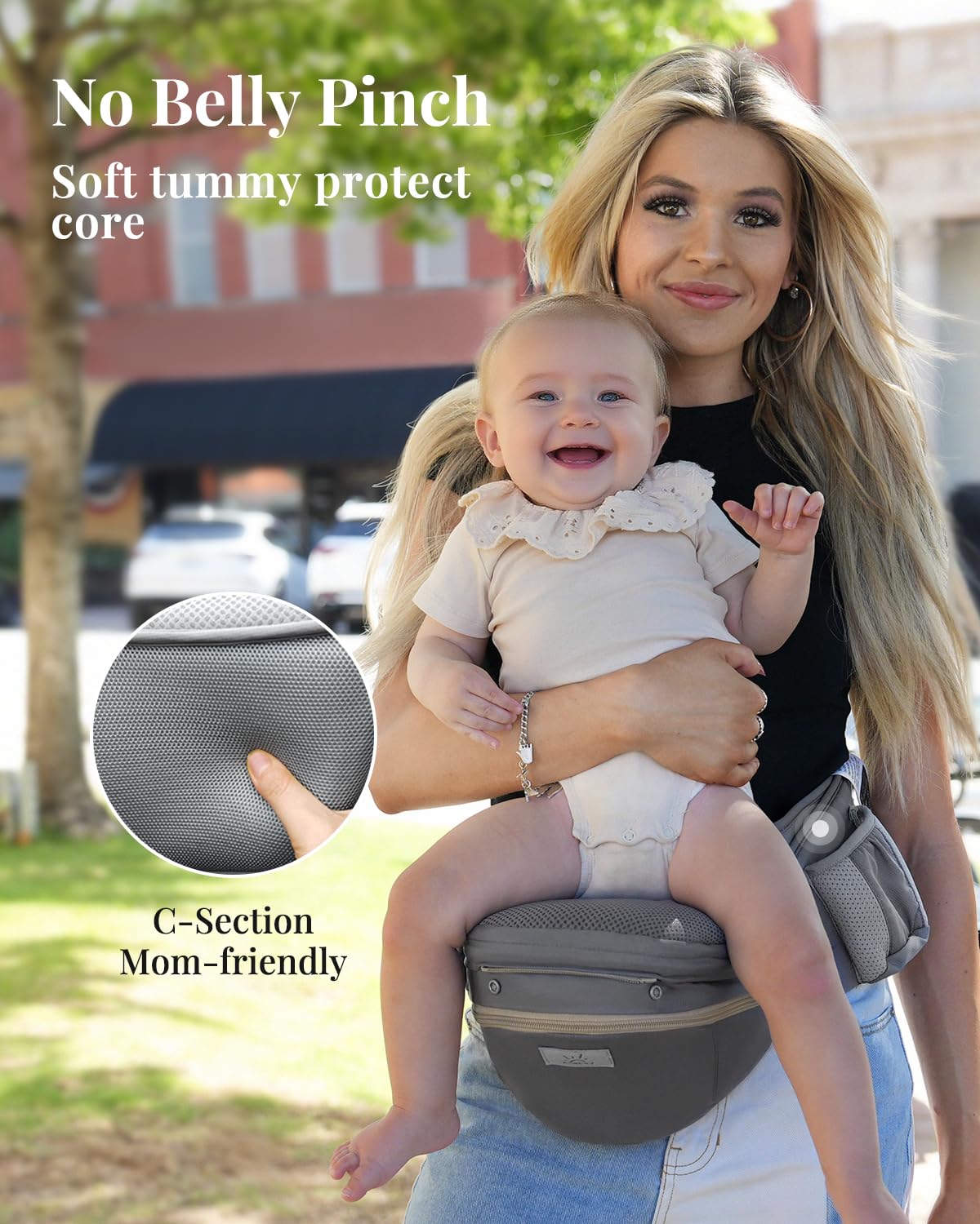 MOMTORY StowNGO Pro Baby Carrier, Safety-Certified 6-in-1 Baby Carrier Newborn to Toddler, Detachable Baby Holder Carrier with Hip Seat, Ergonomic Cozy Baby Front and Back Carrier for 7-50lbs