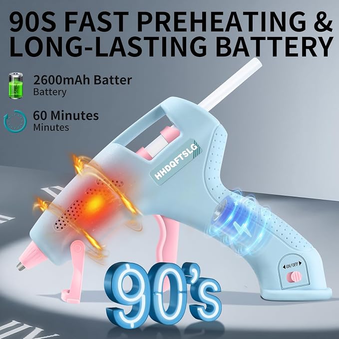 Cordless Hot Glue Gun, Fast Preheating