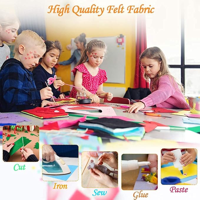 45Pcs Vibrant Felt Sheets for Sewing School Projects Party Craft Decoration |