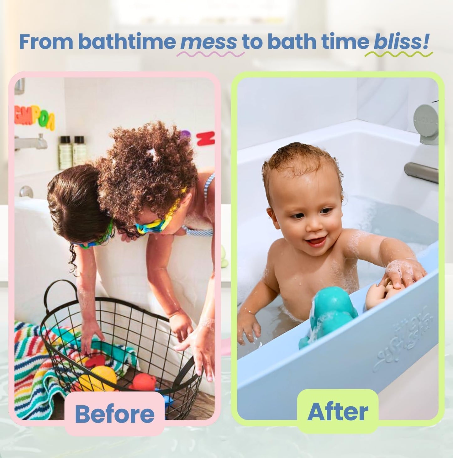 Original Little Splasher PlayPad, Bathtub Splash Guard Play Shelf - Toy Tray Caddy Holder Storage - Suction Cups Attach to Bath Tub - No Mess Water Spill in Bathroom for Toddlers Kids Baby (Green)