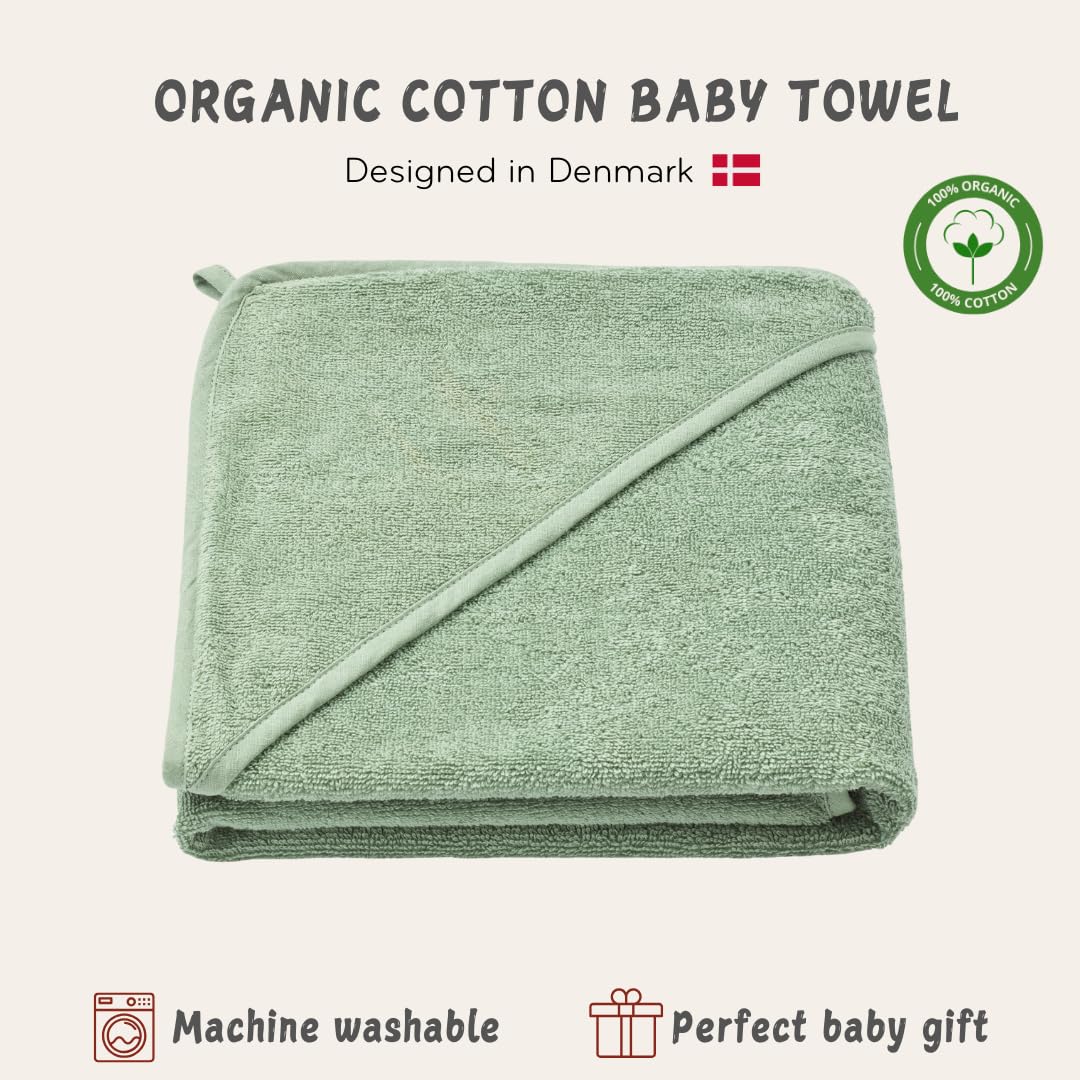 Baby Hooded Towel – Organic Cotton Baby Bath Towels – Baby Towels, Baby Bath Towels for Baby Boy, Baby Girl, 32" x 32" Super-Soft and Absorbent Baby Towels for Newborn (Roman Green)