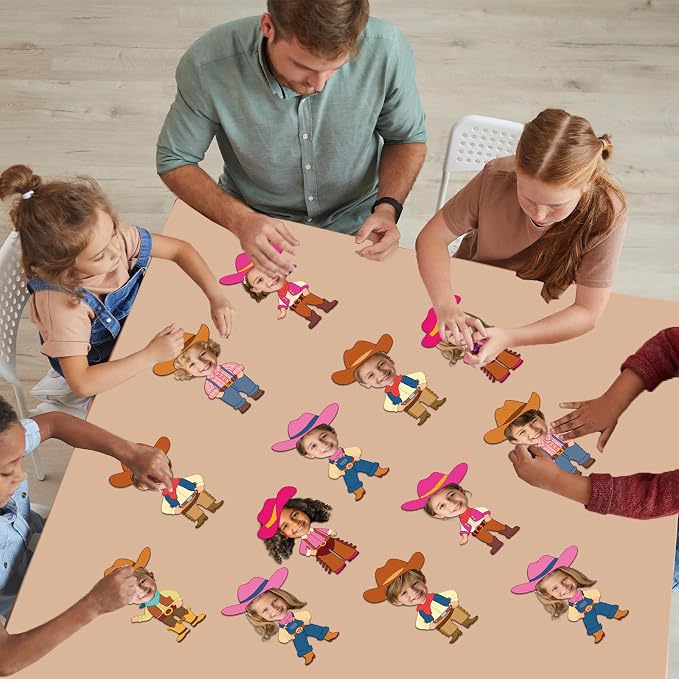 48Pcs Western Cowboy Hat Cutouts Bulletin Board Decorations Pink Cowgirl Paper