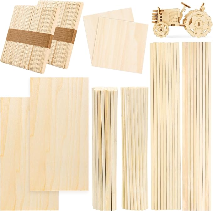 Natural Wood Craft Wood Square Dowel Rods Basswood Sheets Smooth Popsicle Art