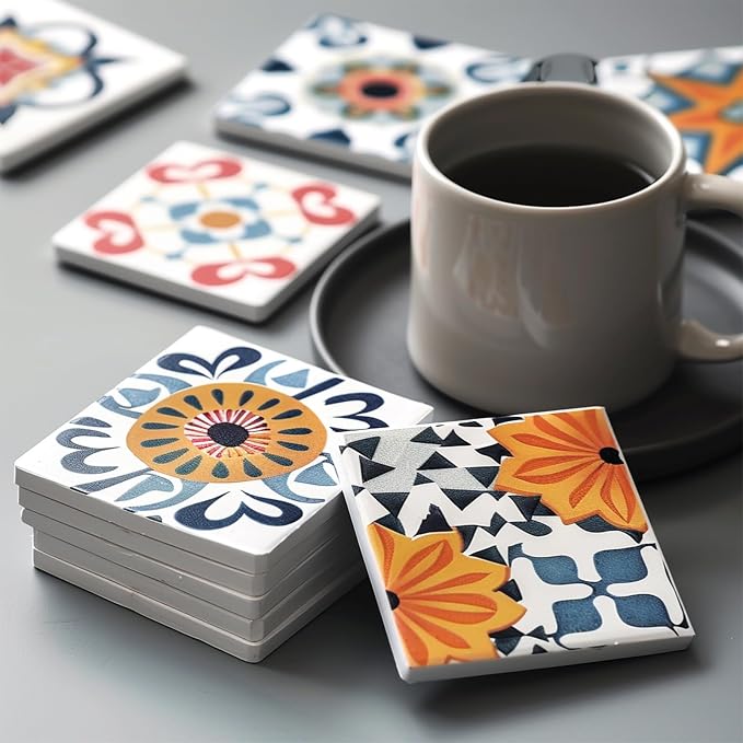 20pcs 4''x4'' Ceramic Tiles for Crafts, Blank Ceramic Coaster for Craft