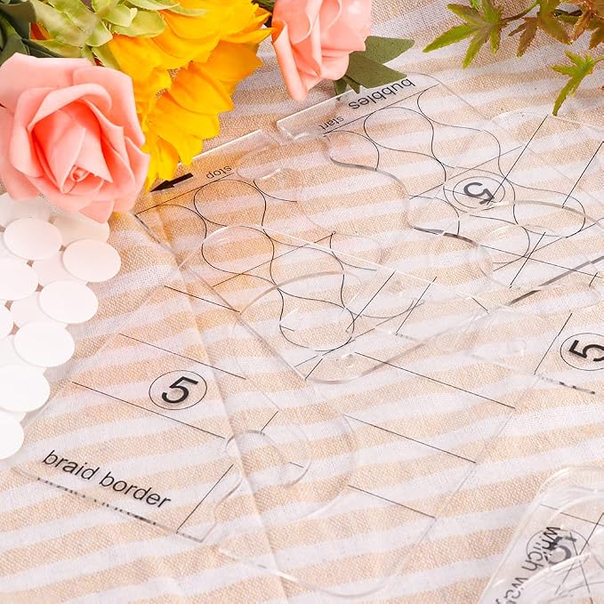 14 PCs Free Motion Quilting Template Set Includes 11 Quilting Templates