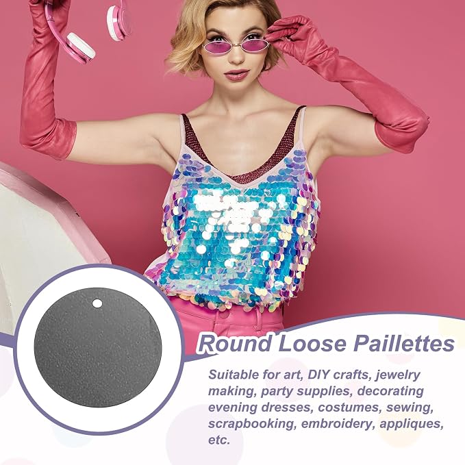 MECCANIXITY 700 Pcs Flat Round Sequins 15mm/0.6 Inch Loose Paillettes Craft
