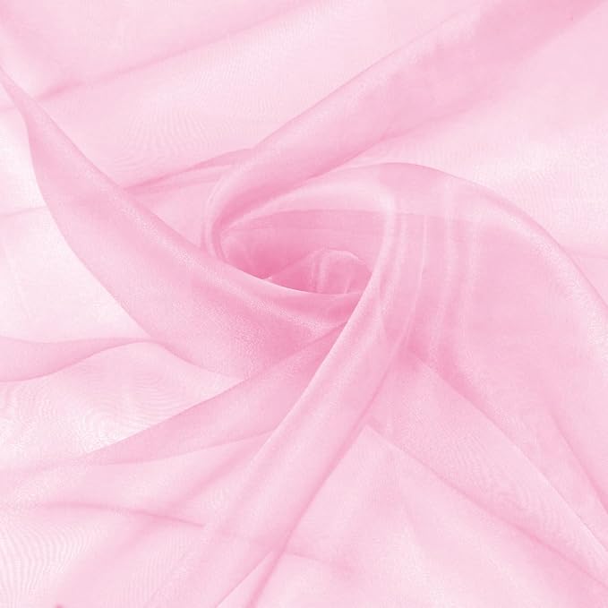 VACVELT Light Pink Sheer Organza Fabric by The Yard 60" Wide | Semi-Transparent