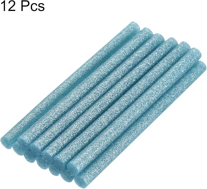 uxcell Mini Hot Glue Sticks for Glue Gun 11mm x 100mm Glitter Sky Blue 12pcs
