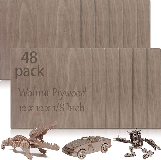 48 Pcs Walnut Unfinished Wood Craft, School DIY Projects, CNC Cutting, and Wood