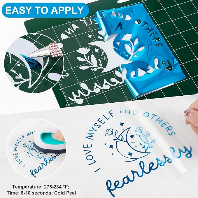 VINYL FROG Blue Metallic Foil Heat Transfer Vinyl 12" x5ft Blue HTV Vinyl Roll