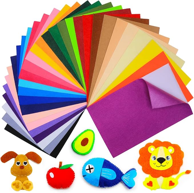 IOOLEEM Multi-Colored Felt Sheets, Self-Adhesive Felt Sheets, Pre-Cut Felt