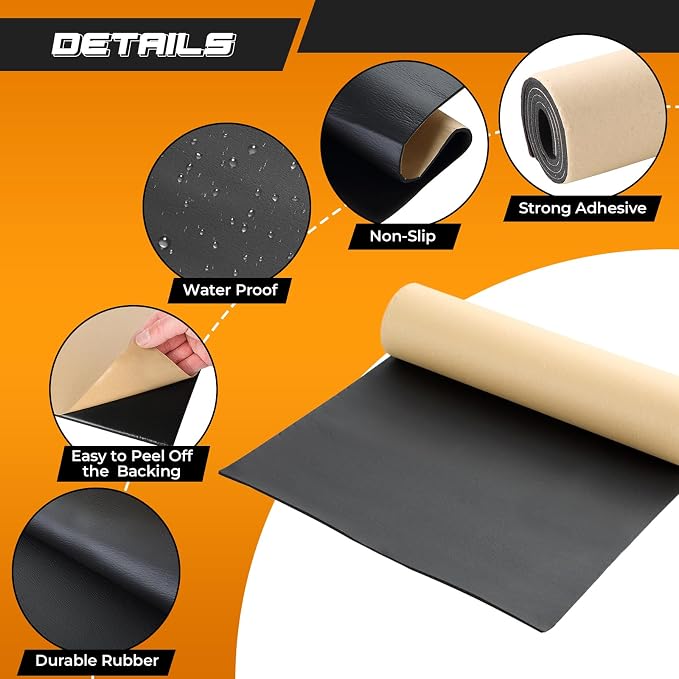 NATGAI Sponge Neoprene with Adhesive Foam Rubber Sheet 1/8” Thick X 12” Wide X