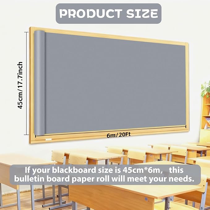 Qyeahkj 17.7in x 20ft Bulletin Board Paper Roll Bulletin Board Background Paper