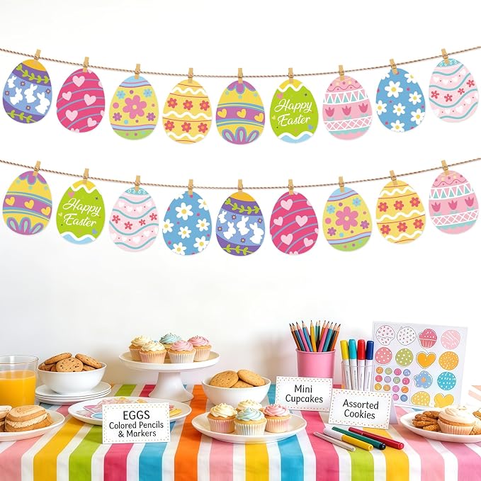 54Pcs Easter Egg Cutouts, Spring Classroom Bulletin Board Decorations,