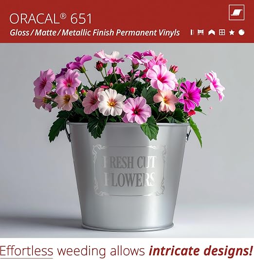 ORACAL 651 Matte Metallic Silver Grey Vinyl Durable Roll Easy to Weed Permanent
