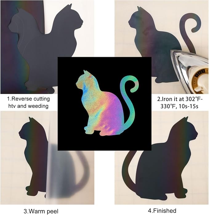 FUNKAKA Heat Transfer Vinyl Reflective Rainbow HTV Roll