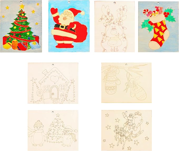 Piatoeke 16PCS 5.9×4.7in Unfinished Wooden Christmas Cutouts Board