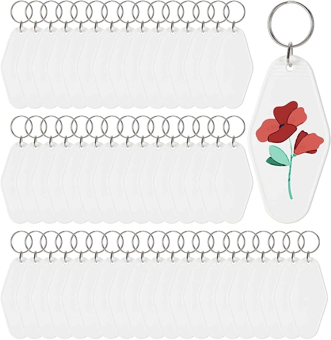 Yoption 50pcs Blank Motel Keychain Bulk