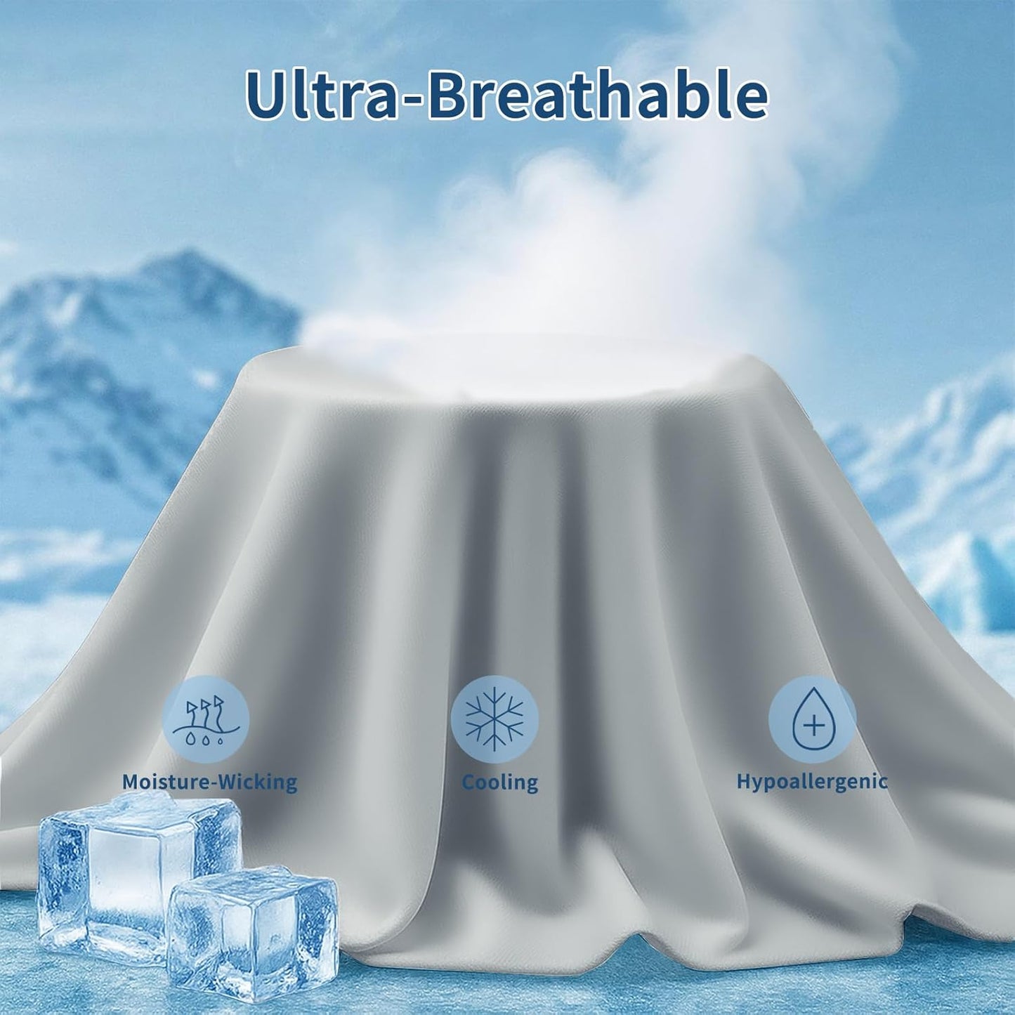 Cooling Pillow Cases King Size Set of 2, Ice Cool Silky Pillow Covers for Hot Sleepers & Night Sweats, Reduces Wrinkles & Frizz Softer Like Silk Pillow Cases, Silver Grey, Christmas Stocking Stuffers