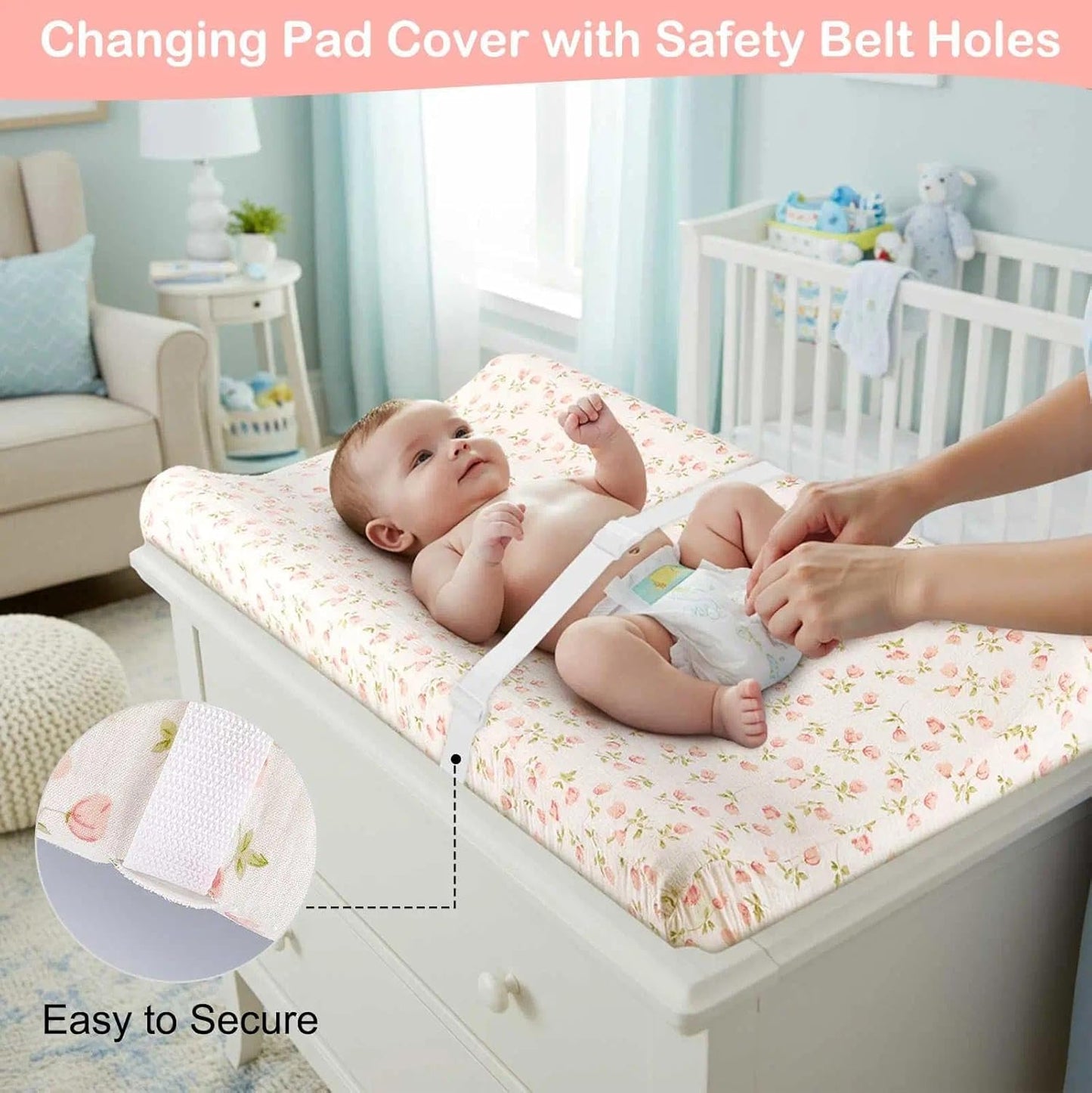 Basumee Muslin Changing Pad Cover Waterproof 2 Pack Baby Changing Table Covers for Boys and Girls Soft Breathable Nursery Diaper Change Table Cover Pad Fits 32"x16", Pink