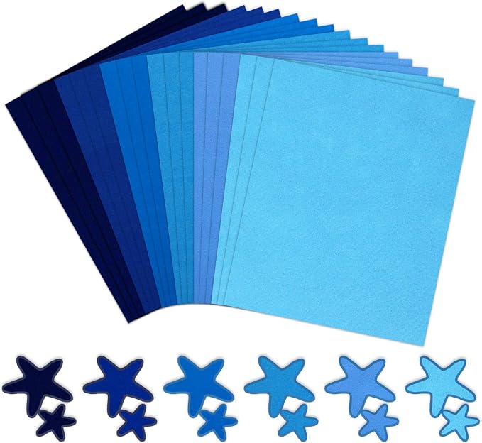 Whaline 18Pcs Blue Felt Fabric Sheets Soft Thick Assorted 6 Colors Craft Felt