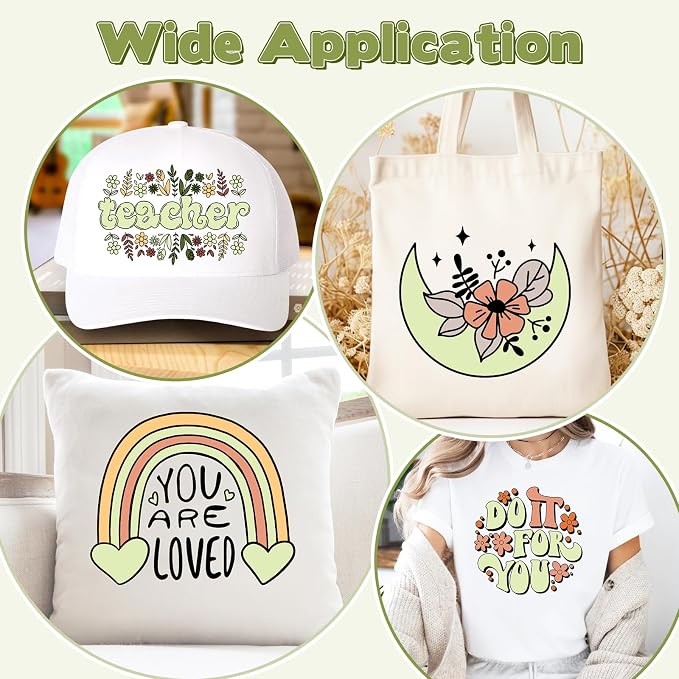 HTVSTD Tea Green Boho HTV Heat Transfer Vinyl 8pcs 12×10in Iron on Vinyl |