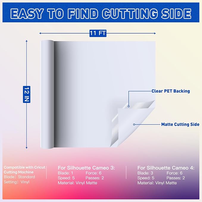 HTVRONT White Permanent Vinyl, Silhouette, Scrapbooking, Die Cutters