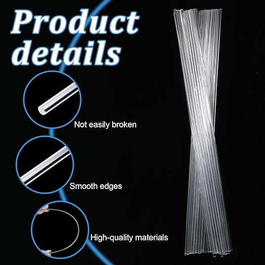 120 Pcs Clear Acrylic Rods, 2 mm 8 inch Diameter Acrylic Dowel Rods | Reusable