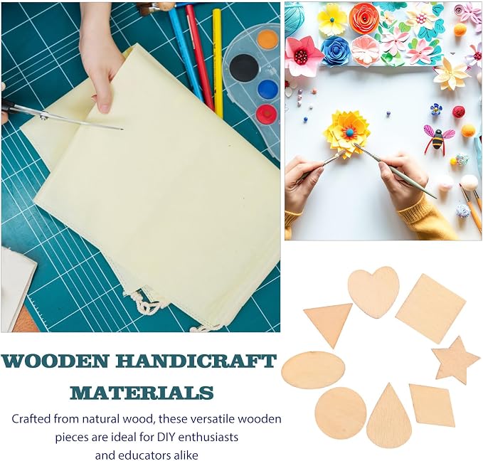 TIDTALEO Unfinished Wood Shapes DIY Craft Kit 38g Set Natural Wooden Water Drop