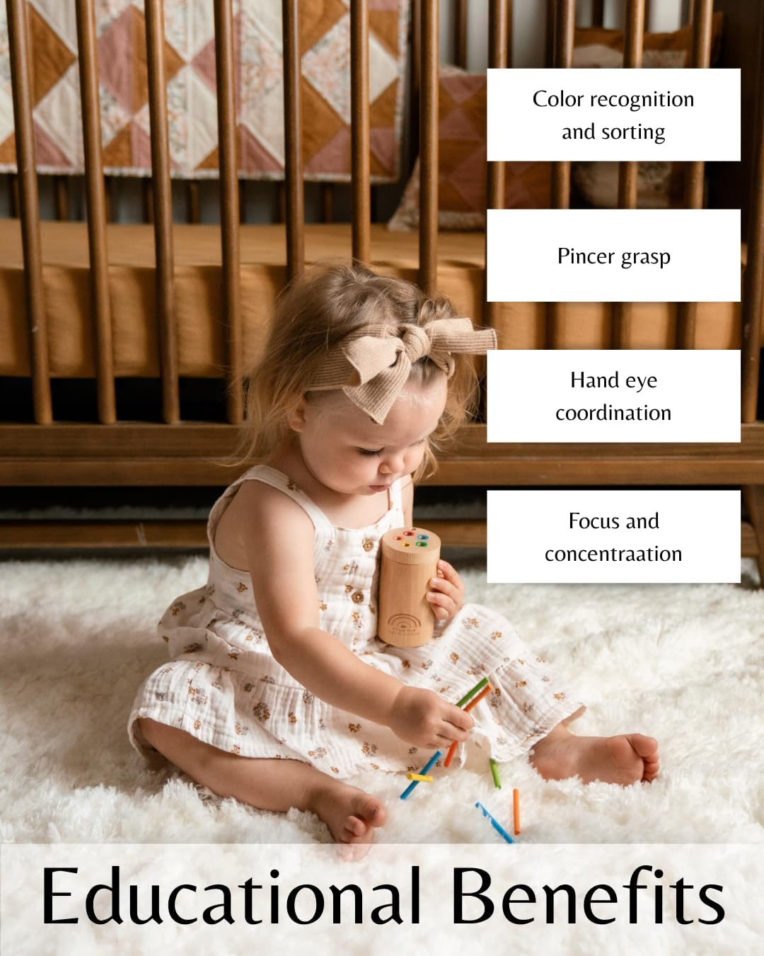 Sticks for Kids Travel Size, Montessori Toys for 1-3 Year Old, 1 Year Old Gift, Wooden Toddler Toys, Toddler Stocking Stuffer, Learning Toys for 1-3 Years