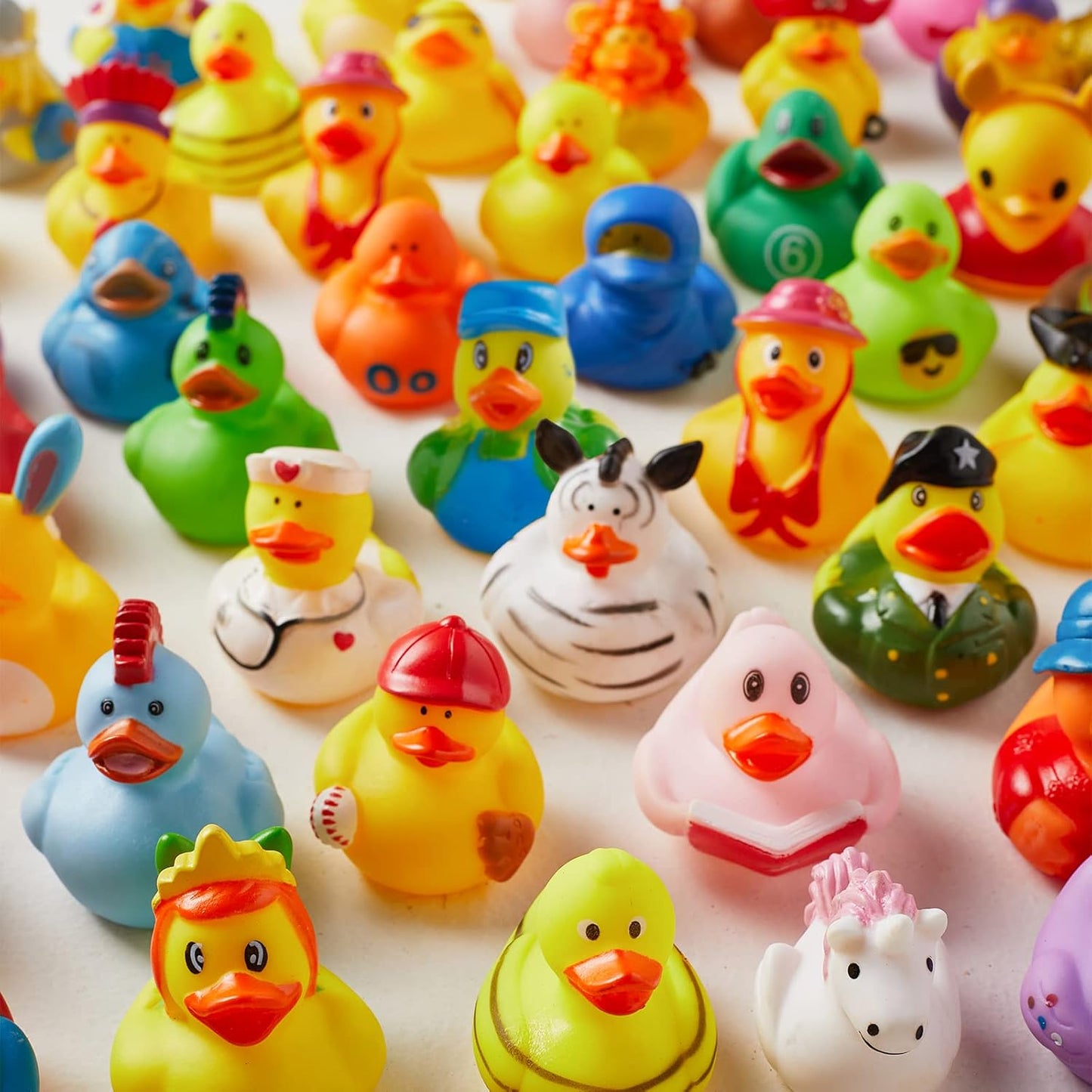 100 Pack Rubber Duck for Jeeps Ducking - 2" Bulk Floater Duck for Kids - Baby Bath Toy Assortment with Bag - Party Favors, Bath Time, Birthdays, and More (100 Varieties)