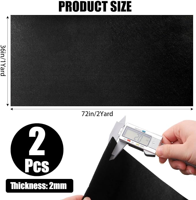 YOUEON 2 Pcs 36"x72" Large Black Felt Fabric