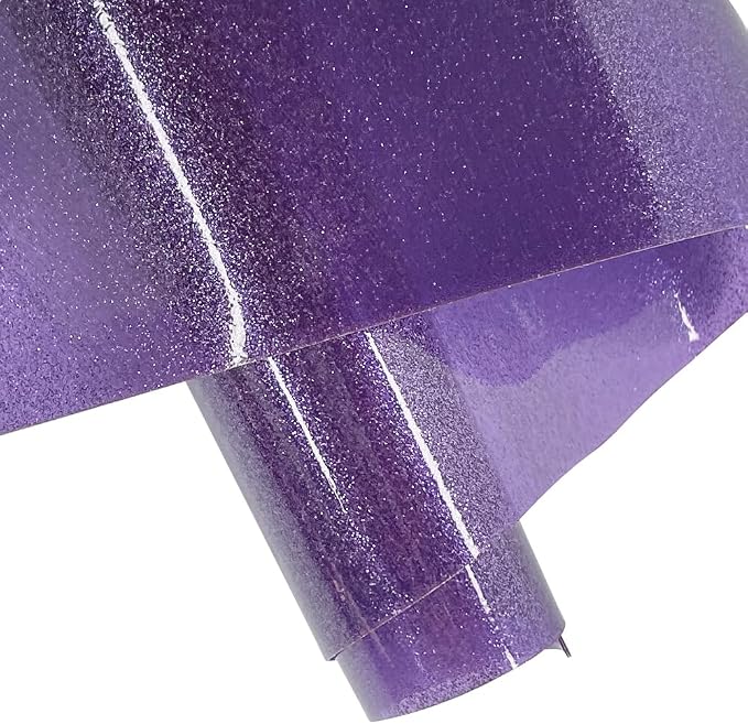ONEART | Purple Transparent Glitter Vinyl Roll, 0.7 mm Solid Clear PVC Jelly
