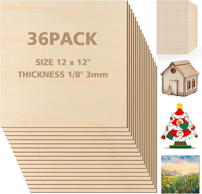Adrattnay 36Pack Basswood Sheets 3mm