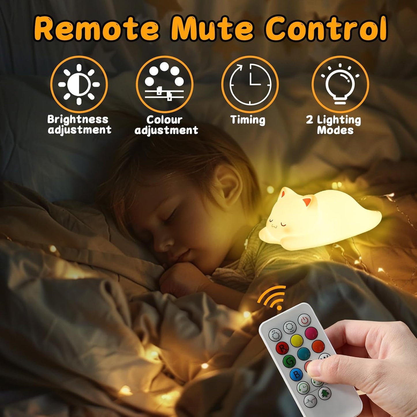 Tremdwoto Cat Night Light for Kids,Cute 7 Colors Baby Girl Squishy Night Lights Lamp with Timer Kitty Light Dimmable Nursery Lamp USB Charging Bedroom Deco Nightlight r，Gifts for Boys and Girls