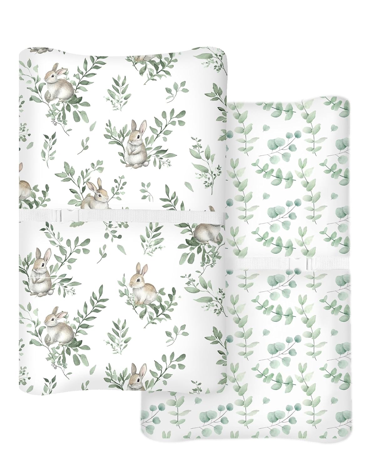 Changing Pad Cover for Baby Boys Girls 2 Pack, Fits Standard 32”×16” Changing Table Pads, Silky Breathable Stretch Knit, Machine Washable (Bunny Meadow)