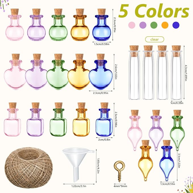 Geiserailie 50 Pieces Small Tiny Glass Spell Jars Bottle