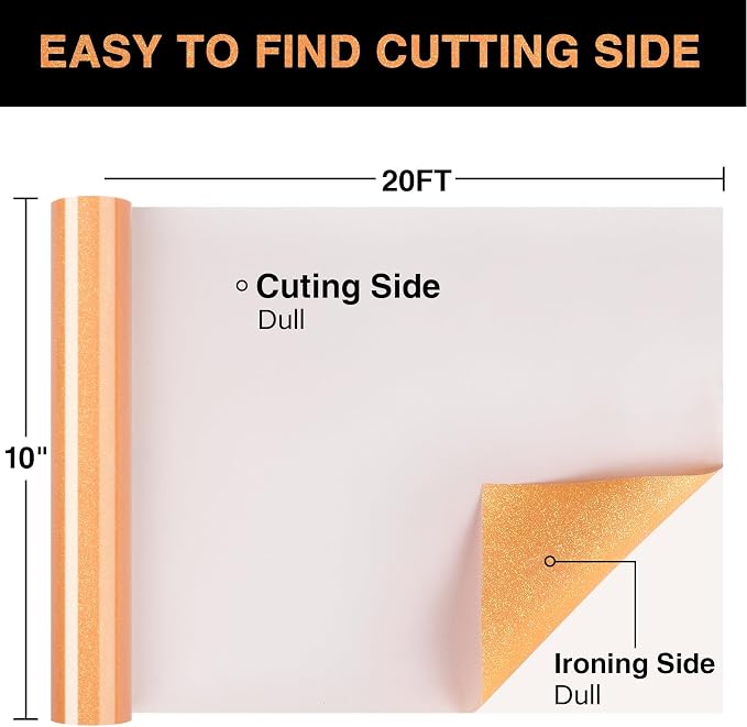Orange Glitter HTV Heat Transfer Vinyl Roll 12inch x 20 ft