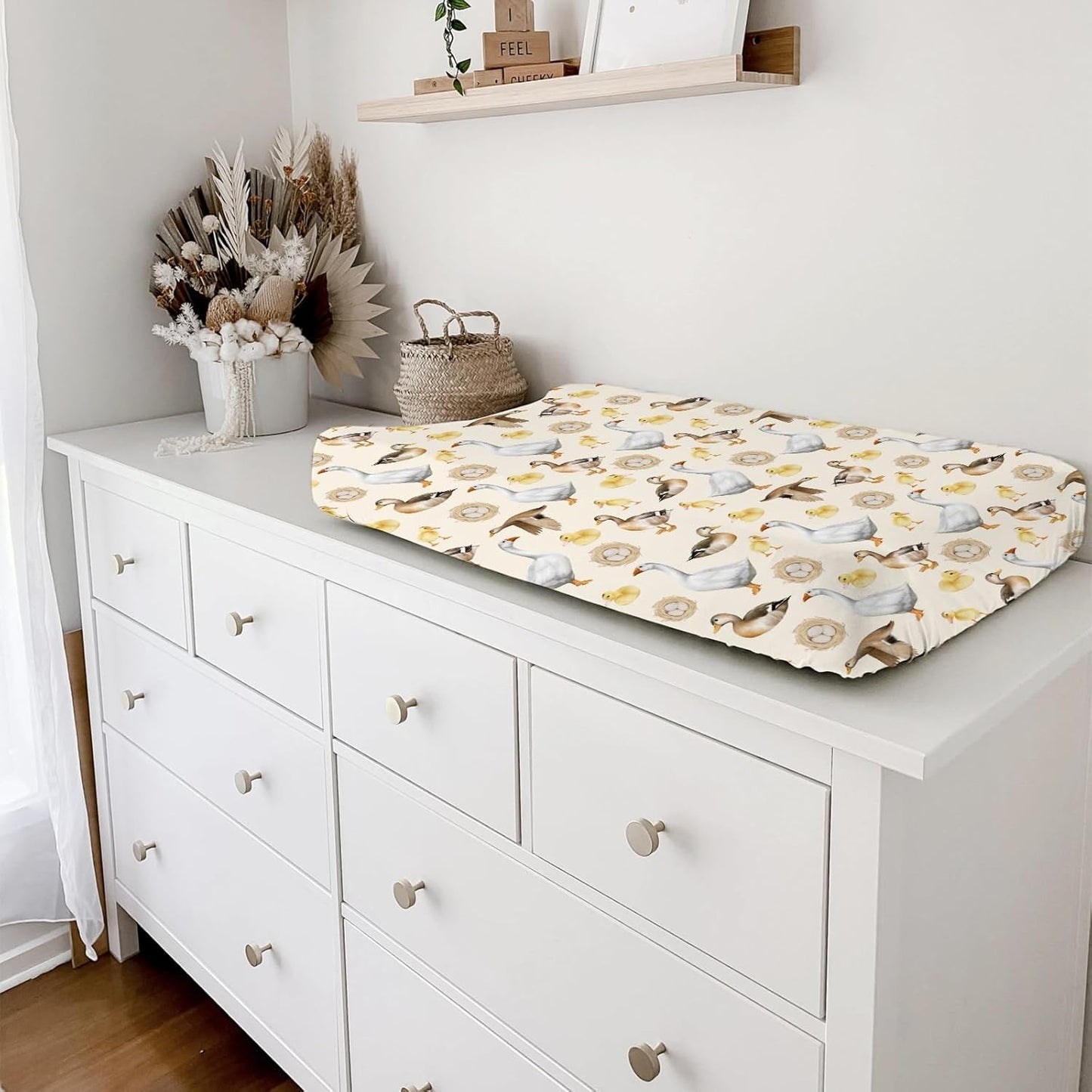 Watercolor Farm Ducks Eggs Baby Changing Pad Covers Wild Ducks Diaper Changing Table Sheets for Boy Girl Farm Animal Life Ultra Soft Breathable Stretchy Fitted Baby Changing Pad Table Mats 32''x16''
