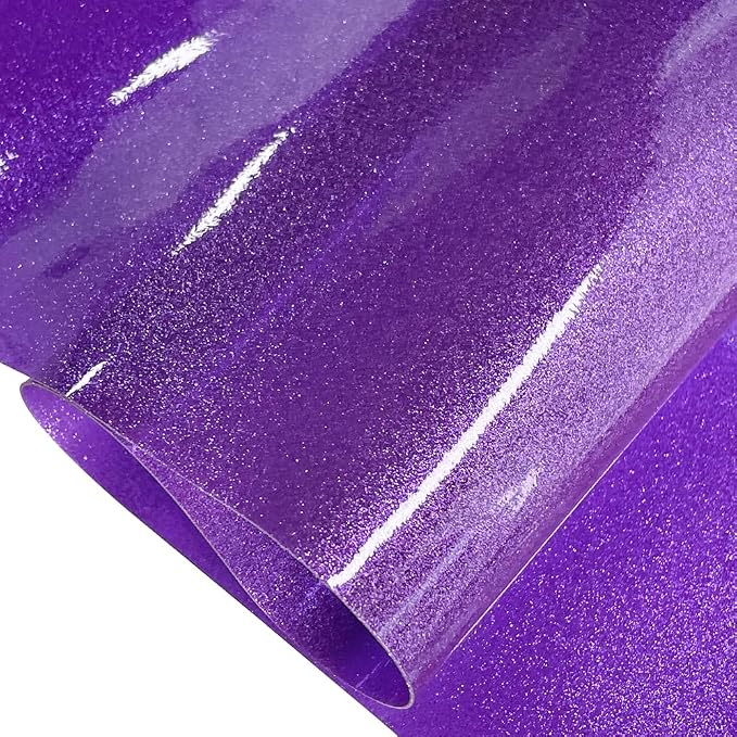 ONEART | Light Purple Transparent Glitter Vinyl Roll, 0.7 mm Solid Clear PVC