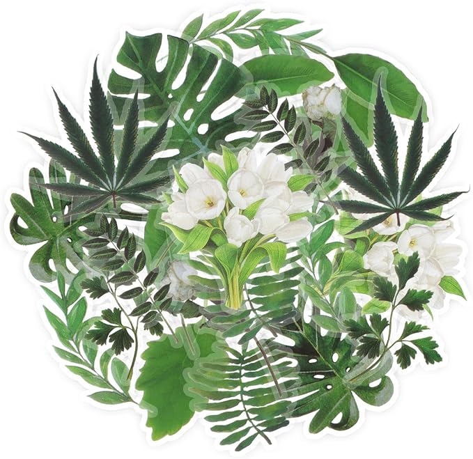 Imeepa 60Pcs Plants Stickers Transparent Scrapbooking Stickers | Waterproof