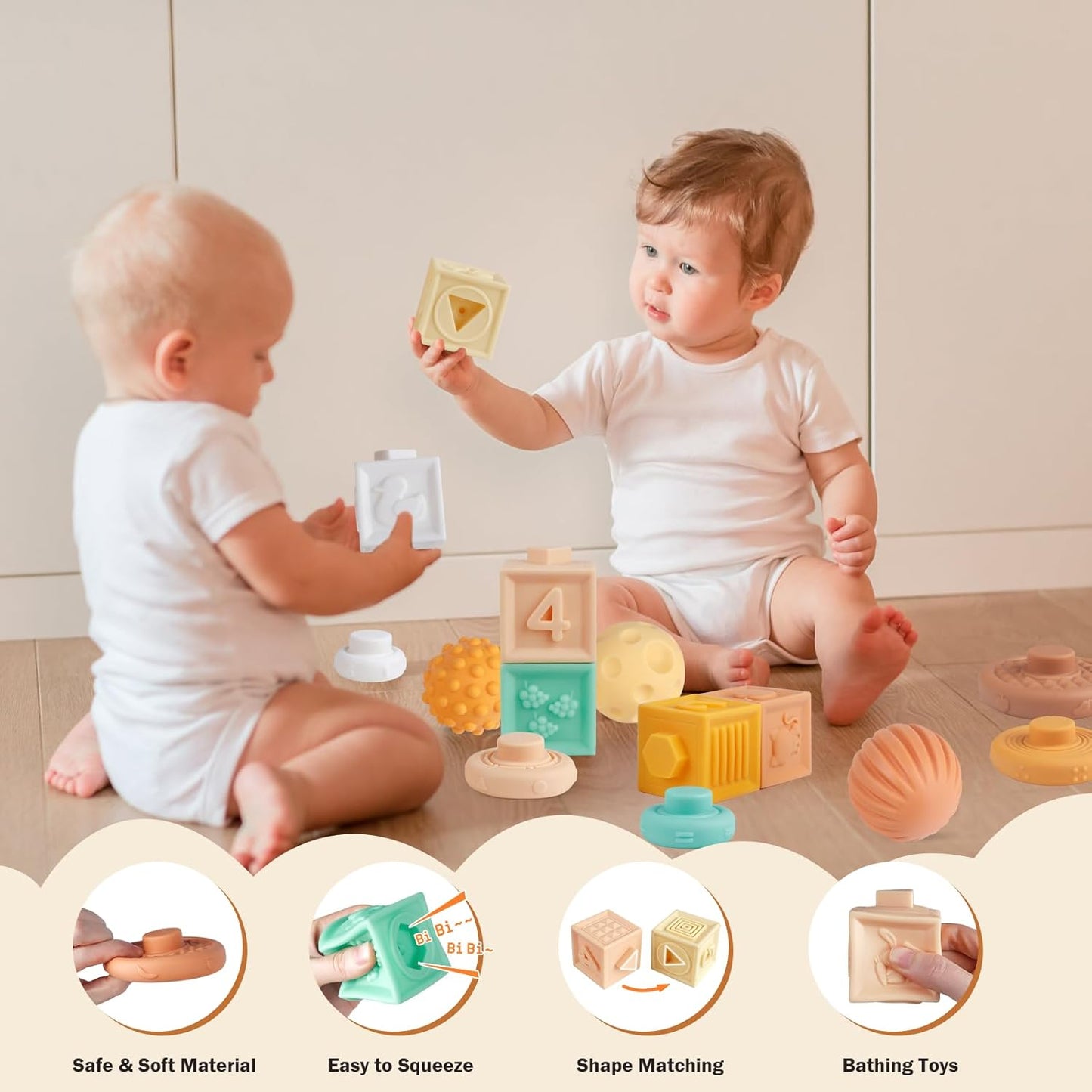 Baby Toys Montessori Toys for Babies, Wooden Musical Instruments Toy Stacking Building Blocks, Infant Teething Toys Sensory Balls, Xylophone, Birthday Gift for Toddlers