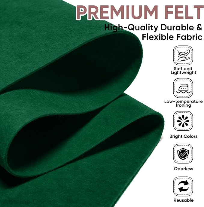 Soft Felt Fabric Sheet 18" x 36", 1.6mm Acrylic Craft Felt, Hunter Green | Soft